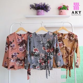 Atasan rose Blouse Wanita Flowy Top 9081High Quality