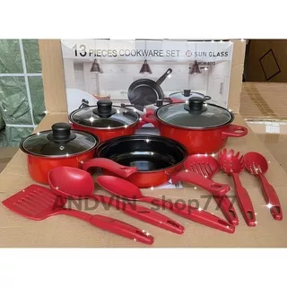 COOKWARE SET WARNA 13 PCS  HIGH QUALITY ANTI LENGKET PANCI SET WARNA 13PCS COOKWARE 3PCS