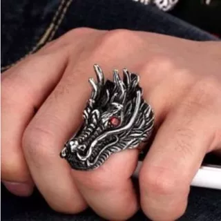 Cincin Kepala Naga Pria / Cincin Cowok Kepala Naga Unik Keren - Dragon Head Ring For Men