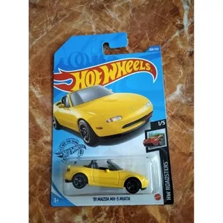 Hot Wheels 91 Mazda MX-5 Miata kuning HW Roadster Mobil mobilan mainan anak real car mobil asli