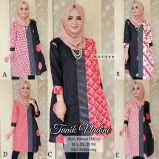 Tunik Nadine Dress Wanita Batik Modern Warna Cewek Tunic Seling Motif Kombinasi Exclusive