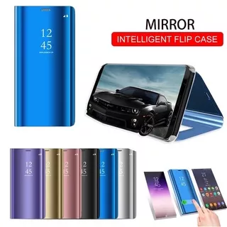 Samsung Galaxy A01 Core M01 A11 M11 A21 A21S A31 A51 A71 Flip Cover Mirror Clear View Case Autolock Standing Smart Autolock Casing Lipat