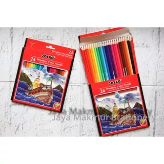 Pensil warna woodless (tanpa kayu) joyko 24 warna CP-104