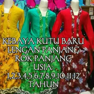 ? ?auh? SERAGAM KEBAYA ANAK LENGAN PANJANG USIA 6Bln,7,8,9,10,11,12 TAHUN BATIK KUTU BARU MURAH ?