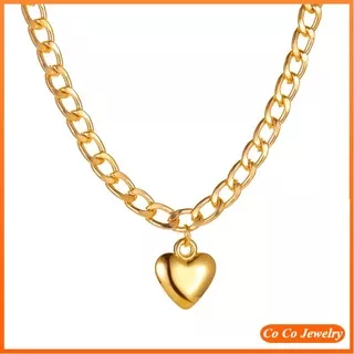 Fashion Heart Pendant Necklace for Women Girl Hip Hop Punk Style Thick Chain Clavicle Chain Jewelry