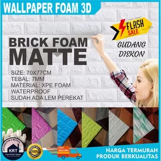 GUDANG DISKON - Wallpaper Foam 3D Bata Motif Sticker Dinding Kedap Suara/Bata Batu Alam Timbul