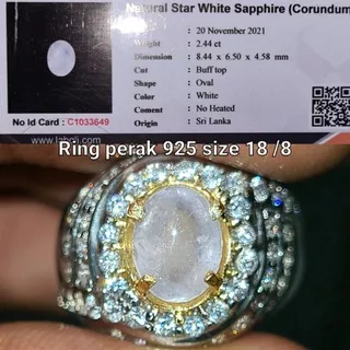 Batu akik natural white sapphire star ceylon safir srilanka memo