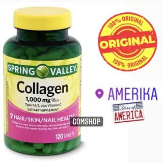 Spring Valley Collagen Type 1 & 3, Plus Vitamin C Dietary Supplement, 1,000 mg, 120 count Vitamin Original USA