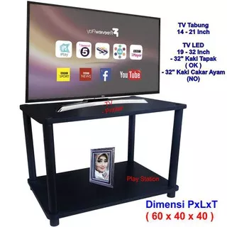 Rak TV Minimalis Hitam 2 Susun ( RS2-4060 ), Rak TV Murah, Meja TV, lemari Rak TV Minimalis
