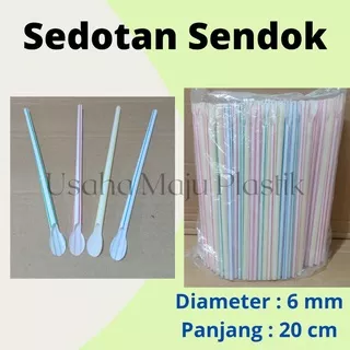 (200pcs) Sedotan Sendok Plastik / Sedotan Spoon / Straw Plastik