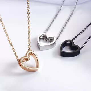 2019 Fashion Women Heart Stainless Steel Chain Pendant Charm Necklace Jewelry
