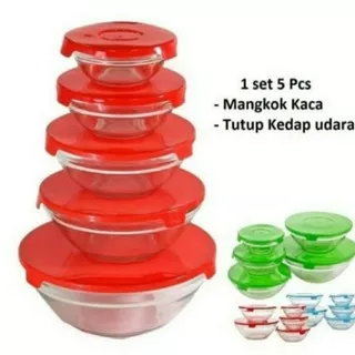 Mangkok Kaca Mangkok Set Mangkok Beling Mangkok Susun Cooking Bowl Set isi 5 per Set