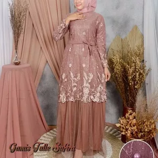 Gamis safira tulle / baju wanita brukat / baju brokat / baju undangan wanita / Gamis Wanita / Dress Terbaru / Pakaian muslim Wanita / Gamis Supernova / Fashion Muslim Wanita / gamis terbaru 2021 modern remaja sarah maxy kekinian