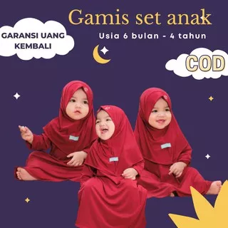 BAJU SETELAN GAMIS SET ANAK BAYI ANAK PEREMPUAN UMUR 0 1 2 3 4 5 6 BULAN / TAHUN WARNA MERAH MAROON