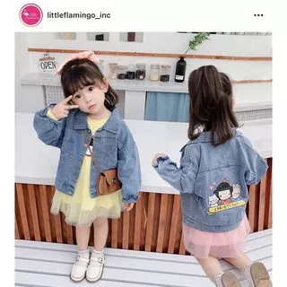 Littleflamingo Jaket jeans + dress coc untuk anak perempuan bahan lembut