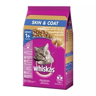 Whiskas Dry Adult 1+ Skin & Coat 450gr // Makanan Kucing Bulu dan Kulit 450gr