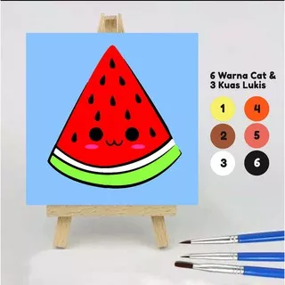 Paint by number BUAH PISANG 20x20 Wooden Painting kit/Set Melukis anak/Paket Mewarnai/DIY/Kerajinan