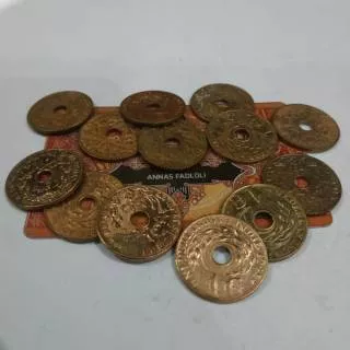 (SUDAH DIBERSIHKAN) Uang koin kuno 1 cent bolong nederlansch indie jaman belanda uang sen bolong