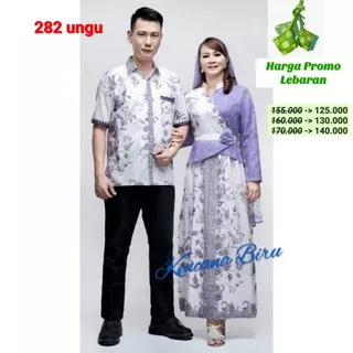 282 ungu couple batik gamis L- XXL / kemeja M-L/sarimbit baju muslim