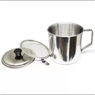 Oil Pot Tempat Minyak 1200ml Oil pot Stainless Steel Saringan Minyak 12cm