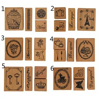 Retro DIY Happy Time Style Diary Wooden Rubber Stamp Box Set stempel