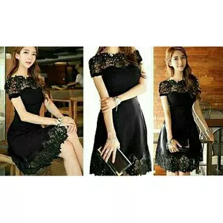 Dress Cewek Lengan Pendek Aurum Dress Lace Susy - Hitam 11UPM