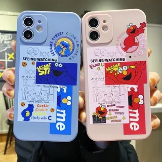 ST| Casing HP iPhone 12 6 6s 7 8 Plus X Xr Xs Max 11 Pro Max SE 2020 Soft Couple Blue and red TPU monsters Handphone Case