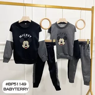 STELAN MICKEY BLACK  - (SWEATER+JOGGER) - 1thn-10thn - STELAN ANAK - UNISEX - BOY & GIRL - JAKET ANAK - JOGGER ANAK