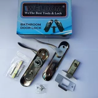 KUNCI PINTU KAMAR MANDI WELDOM KCT 040/GAGANG PINTU SET/Kunci Kamar Mandi Model Handle Chrome/ GAGANG KUNCI PINTU HANDLE SIAP PAKAI/GAGANG KUNCI PINTU KAMAR MANDI BATHROOMDOOR/DOOR LOCK SET