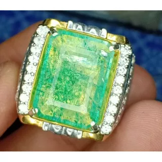 CINCIN PERMATA ZAMRUD COLOMBIA + MEMO RING PERAK