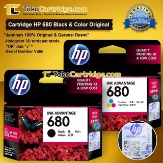 Cartridge Tinta HP 680 Black & Color Original Catridge F6V27AA F6V26AA Katrid Printer 2135 3635 3835 4675 4678 1115 1118 2138