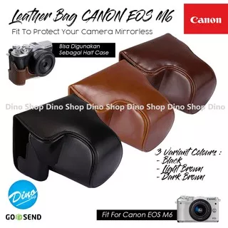 Canon EOS M6 Leather Bag Halfcase Tas Kamera Mirrorless Kit 15-45 MM