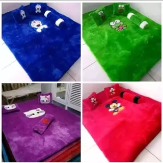 KARPET KARAKTER-KASUR 3 bantal/surpet karakter bulu rasfur tikar karakter bulu rasfur karpet karakter bulu rasfur kasur karakter bulu rasfur ukuran 170x135 tebal 3.5cm murah BAyar di tempat