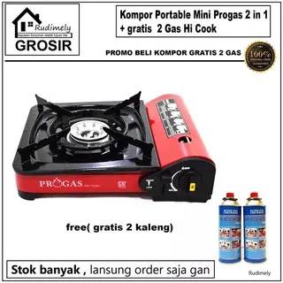 Kompor Portable Gas kaleng / gas epiji Mini Progas 2 in 1 +2 Kaleng