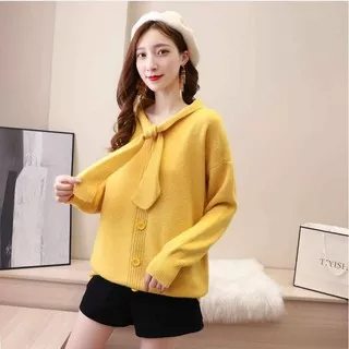 Miskha Atasan Sweater Rajut Dasi Pita Import (FCOBI205)