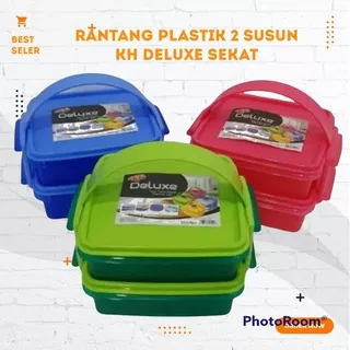 Rantang Plastik 2 Susun Kh Deluxe / Rantang Plastik 2 Susun Lunch Box Sekat