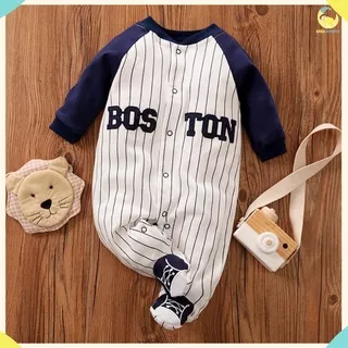 BAJU BAYI IMPORT KOREA JUMPSUIT BAYI MOTIF BASEBALL BOSTON | baju bayi | baju bayi laki laki