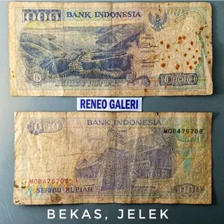 Jelek Utuh Rp 1.000 Rupiah Tahun 1992 Lompat batu Nias danau Toba uang lama duit kuno 1000 jadul lawas asli Indonesia