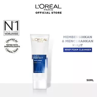 L`Oreal Paris Aura Perfect Milky Foam Purifying and Brigthening Skin Care Facial Wash - 50 ml / White Perfect