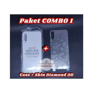 PAKET COMBO 1 Iphone 6 6S 6G 7 8 6+ 6S+ 7+ 8+ SoftCase Clear Case + Skin Diamond 3D