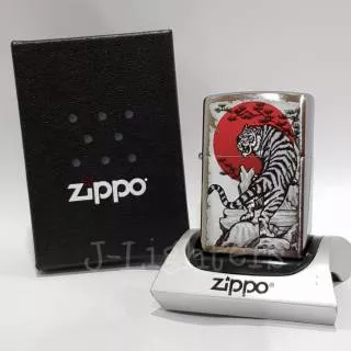 Zippo Original 29889 Asian Tiger with Rising Sun Brushed Chrome