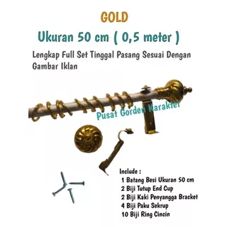 Besi Gorden Hordeng Jendela Minimalis 50 cm Setengah Meter Besi Gorden Hordeng Full Set Murah Besi Gorden Jendela Murah Batang Gorden Jendela Murah Batang Gorden Full Set Murah Tiang Gorden Jendela Tiang Gorden Alumunium Rollet Crystal Warna Kuning GOLD