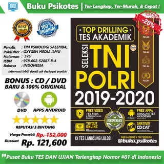 BUKU TES TNI POLRI - TOP DRILLING TES AKADEMIK SELEKSI TNI POLRI 2019-2020 + BONUS CD