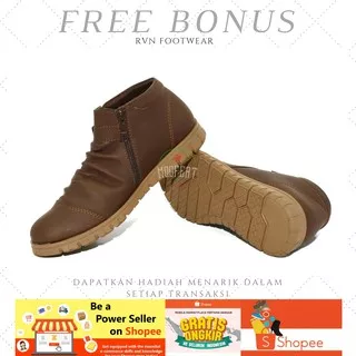 sepatu pria boots adventure moofeat ziper original brown tan black