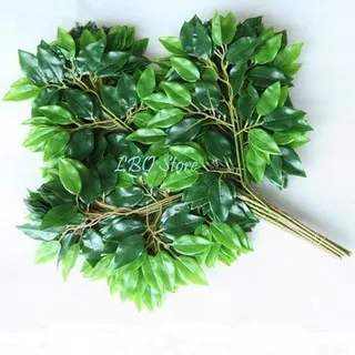 Selusin Daun Beringin Hijau Artificial / Banyan Fake Leaf Dekorasi untuk Pohon Palsu dan Pelaminan