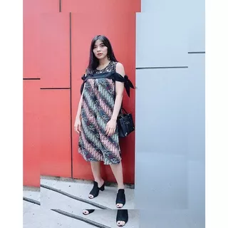 Sabrina Dress Batik Nusantara Baju Hamil Menyusui Sexy Trendy Modis - BTK 151