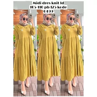 Midi Dress Kaos Rajut Import Premium/Dita/Dress Korea Muslimah/Dress Panjang Wanita Hijab Ld 120/Jumbo/Dres Code Kondangan/Tunik 3/8/ Baju Terusan Wanita Jumbo Murah/Dres Kekinian Casual Dress Fashion Muslim