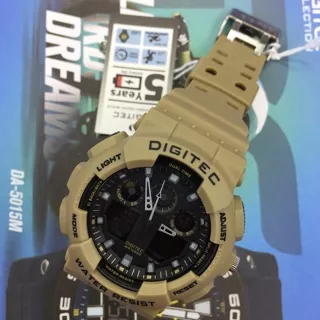 Digitec 2 time jarum + digital tali rubber pria DG 2011 T original