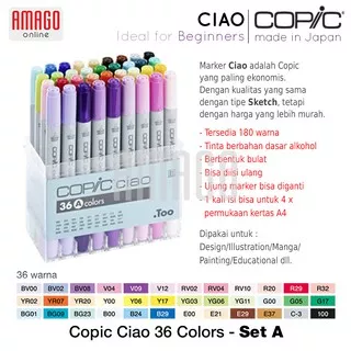 Copic Ciao Marker 36 Color Colour Set A Sketch Art Marker Spidol Sepidol Paint Painting Warna CCM/36A