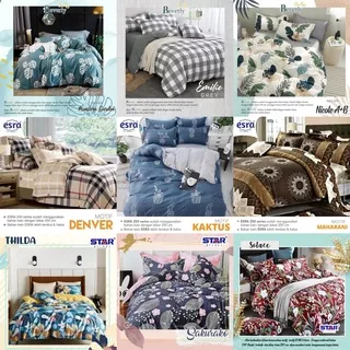 Sprei Katun 120x200x20 STAR/ELBHE/ESRA aneka motif bunga daun minimalis abstrak